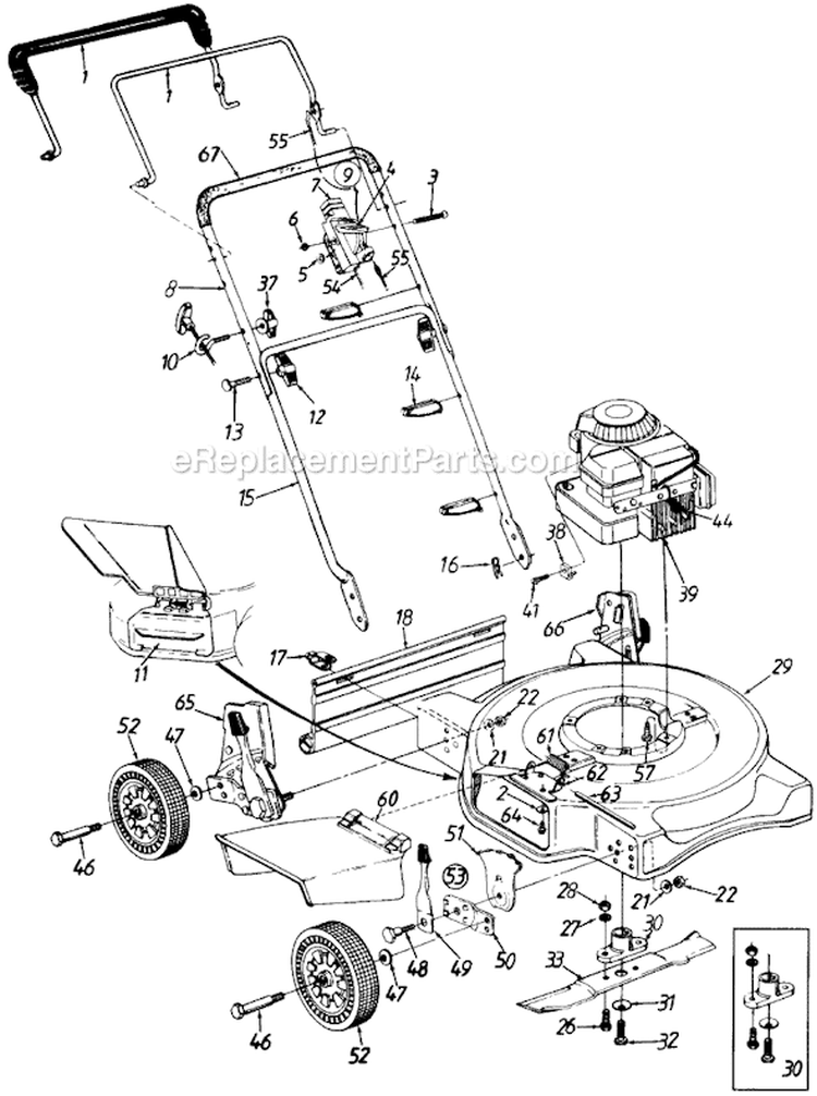 Page A Diagram and Parts List for 116-072A700 1996 Yard Machines Lawn Mower